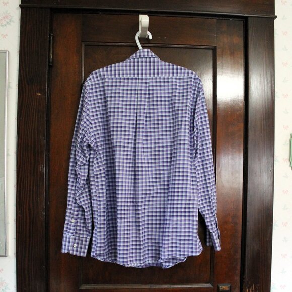 Dockers Battery Street Classic Fit Dress Shirt, Blue/Purple/White, Large - Picture 3 of 11